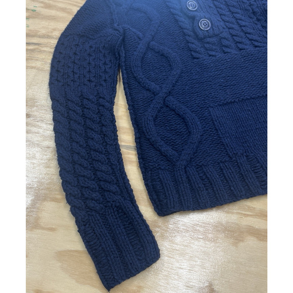 Vintage Diesel Gold Label Y2K Wool Sweater Chunky Mixed Cable Knit Small Blue - Picture 7 of 14